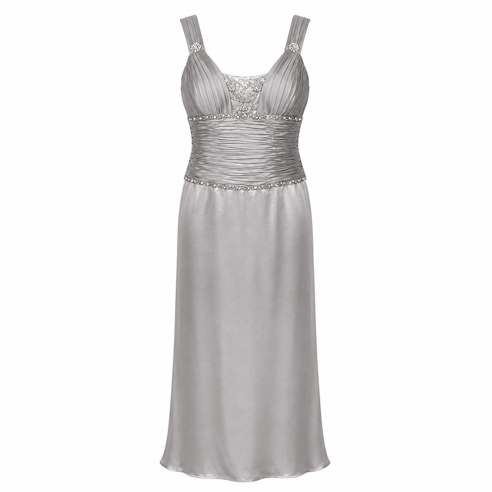 Jean De Lys Y2K Satin Beaded Gown Dress Women Size 16 Formal Prom Old Money